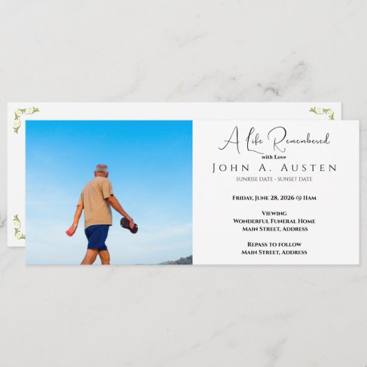 Custom Funeral Invitation Card - Flat Card (正面/裏面)