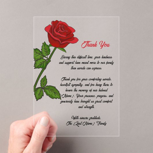 Custom Funeral Thank You Card アクリル招待状 (インサイチュ (ポータブル))