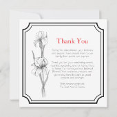 Custom Funeral Thank You Card with Iris Flowers サンキューカード (裏面)