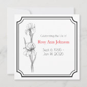 Custom Funeral Thank You Card with Iris Flowers サンキューカード (正面)