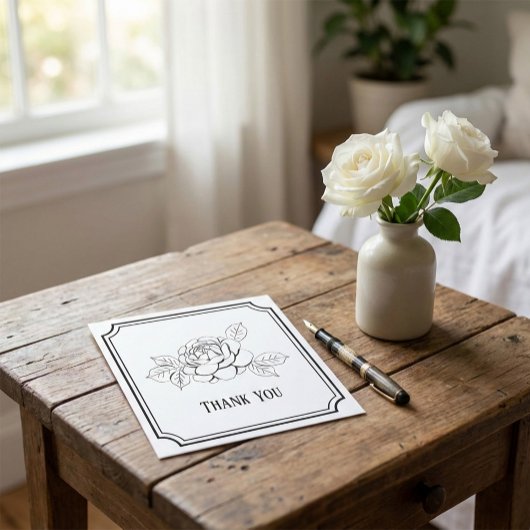 Custom Funeral Thank You Card with Rose Flower サンキューカード