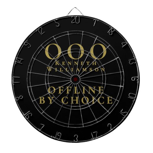 Custom Funny Black Gold OOO Minimalist Simple Men ダーツボード (正面)