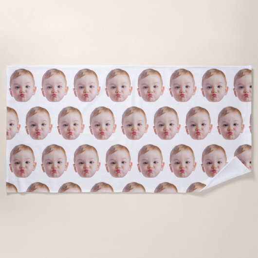 Custom Funny Face  Personalized Photo Gift ビーチタオル (正面)