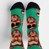 Custom Funny Face Photo All Over Socks Moss Green ソックス (上部)