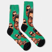 Custom Funny Face Photo All Over Socks Moss Green ソックス (右)