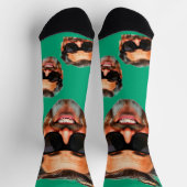 Custom Funny Face Photo All Over Socks Moss Green ソックス (上部)