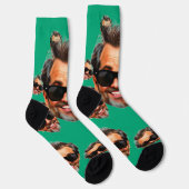Custom Funny Face Photo All Over Socks Moss Green ソックス (右)