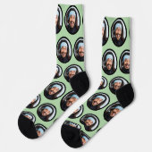Custom Funny Face Photo Green ソックス (左)