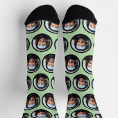 Custom Funny Face Photo Green ソックス (上部)