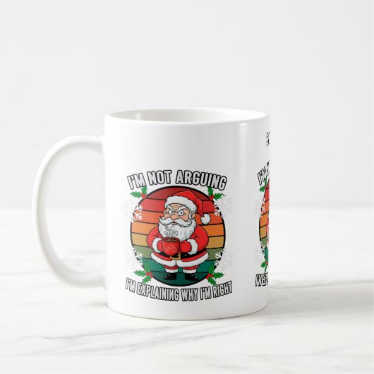 Custom Funny Grumpy Santa Christmas コーヒーマグカップ (左)