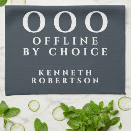 Custom Funny Minimalist OOO Navy Blue White Men キッチンタオル