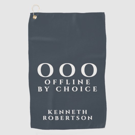 Custom Funny Minimalist OOO Navy Blue White Men ゴルフタオル (正面)