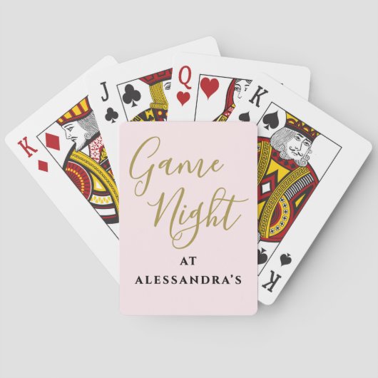 Custom Funny Minimalist Pastel Pink Game Night トランプ (裏面)