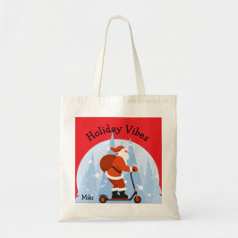 Custom Funny Modern Santa Christmas Holiday Red トートバッグ