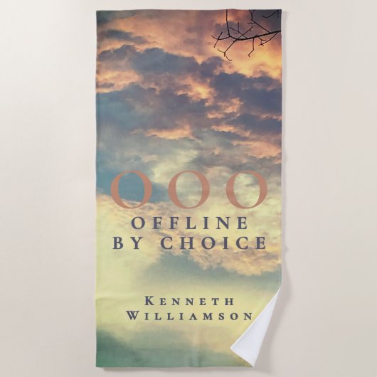 Custom Funny OOO Retro Summer Blue Sky Clouds Men  ビーチタオル (正面)