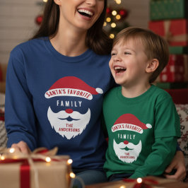 Custom Funny Santa's Favorite Family Name トライブレンドＴシャツ