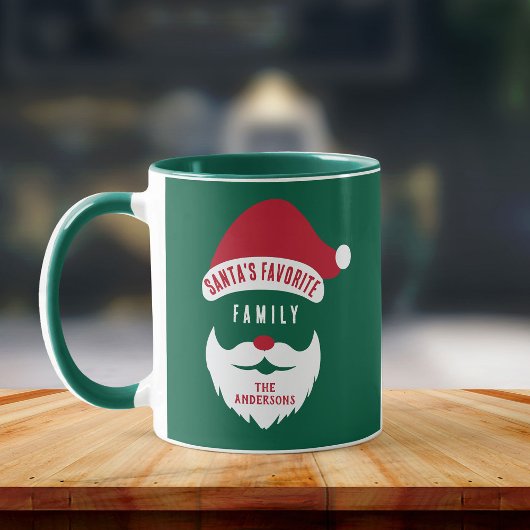 Custom Funny Santa's Favorite Family Name マグカップ
