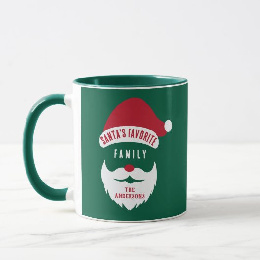 Custom Funny Santa's Favorite Family Name マグカップ (左)