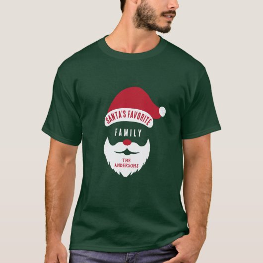 Custom Funny Santa's Favorite Family Name Tシャツ (正面)