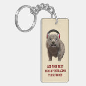 Custom Funny Wombat with headphones Cool Animal キーホルダー (正面左)