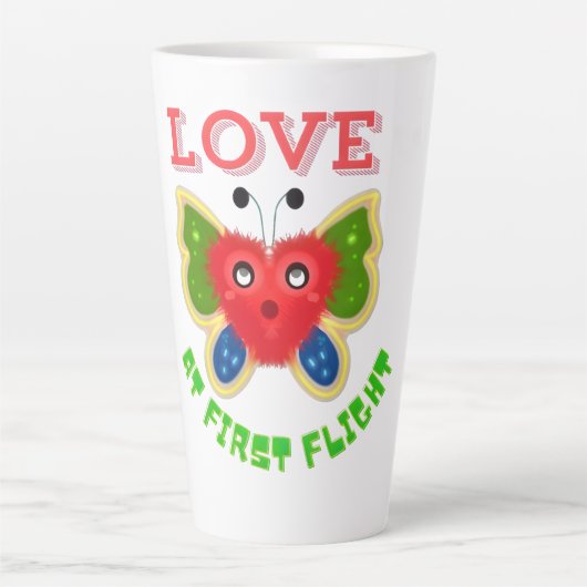 Custom Fuzzy Heart Butterfly Gift カフェラテマグ (正面)