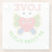 Custom Fuzzy Heart Butterfly Gift ガラスコースター (裏面)