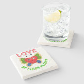 Custom Fuzzy Heart Butterfly Gift ストーンコースター (横)