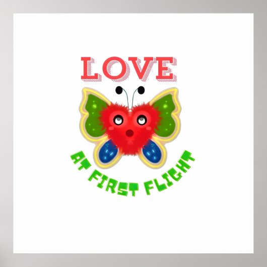 Custom Fuzzy Heart Butterfly Gift ポスター (正面)