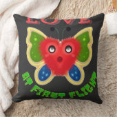 Custom Fuzzy Heart Butterfly Gift Throw Pillow クッション (ブランケット)