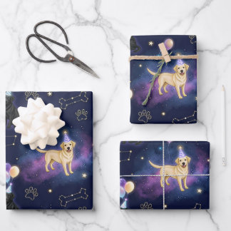 custom Galaxy Labrador Retriever birthday  ラッピングペーパーシート