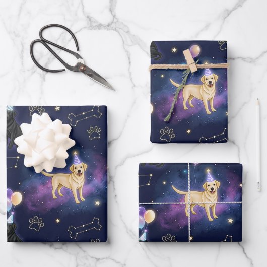 custom Galaxy Labrador Retriever birthday  ラッピングペーパーシート (正面)