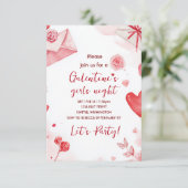 Custom Galentines Love Pattern Party Invitation 出欠カード (スタンド正面)