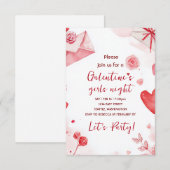 Custom Galentines Love Pattern Party Invitation 出欠カード (正面/裏面)