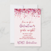 Custom Galentines Pink Hearts Party Invitation 出欠カード (正面)