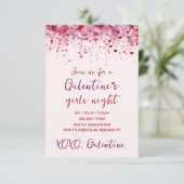 Custom Galentines Pink Hearts Party Invitation 出欠カード (スタンド正面)