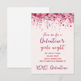 Custom Galentines Pink Hearts Party Invitation 出欠カード