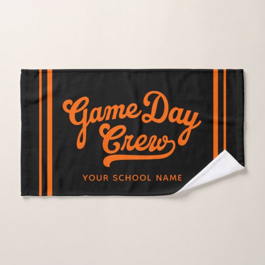 Custom Game Day Crew Team Spirit Black Orange ハンドタオル (ハンドタオル)