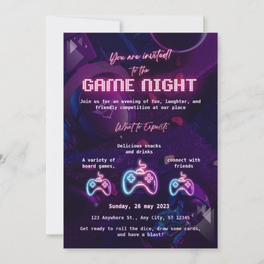 Custom Game Night Invitation 招待状 (正面)