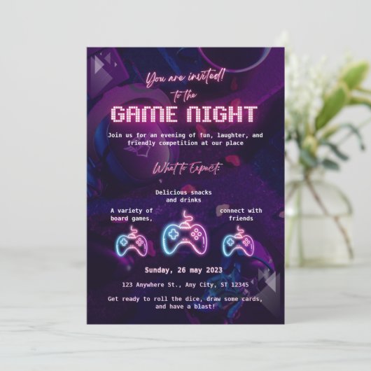 Custom Game Night Invitation 招待状 (スタンド正面)