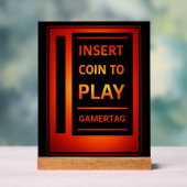 Custom Gamer Desk Decor Sign | Insert Coin to Play アクリルサイン (ニュートラル)