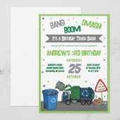Custom Garbage Truck Birthday Invitation 招待状 (正面/裏面)