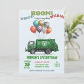 Custom Garbage Truck Recycling Birthday Invitation 招待状 (スタンド正面)