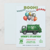 Custom Garbage Truck Recycling Birthday Invitation 招待状 (正面/裏面)