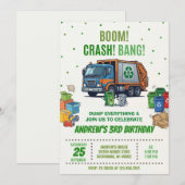 Custom Garbage Truck Vehicle Birthday Invitation 招待状 (正面/裏面)