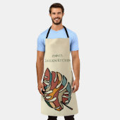 Custom Garden Kitchen Name Monstera Boho Gift エプロン (着用した状態)