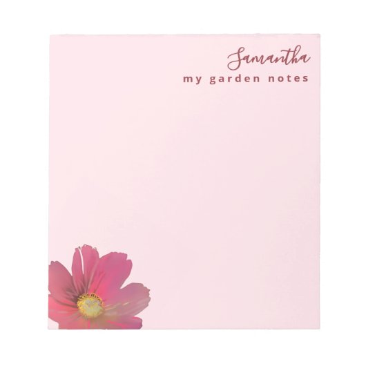 Custom Garden Notes Pastel Pink Watercolor  Flower ノートパッド (正面)