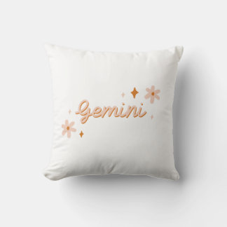Custom Gemini Zodiac Name & Stars Minimalist Gift クッション