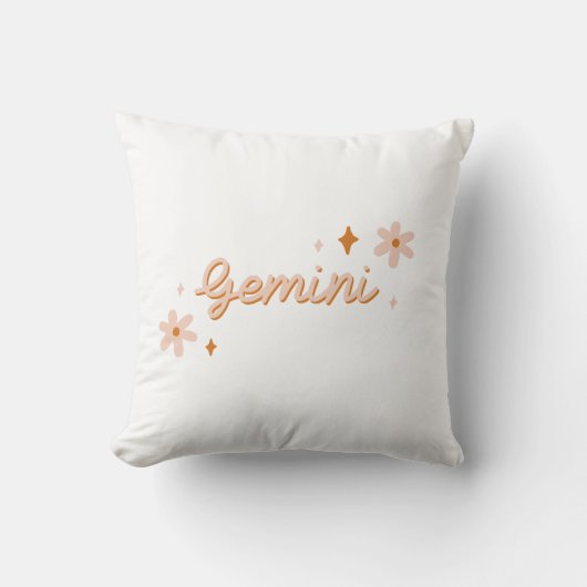Custom Gemini Zodiac Name & Stars Minimalist Gift クッション (正面)