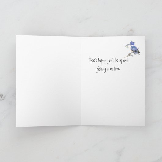 Custom, Get Well Soon,Masculine,Fishing,Kingfisher カード (内部)