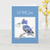 Custom, Get Well Soon,Masculine,Fishing,Kingfisher カード (黄色い花)